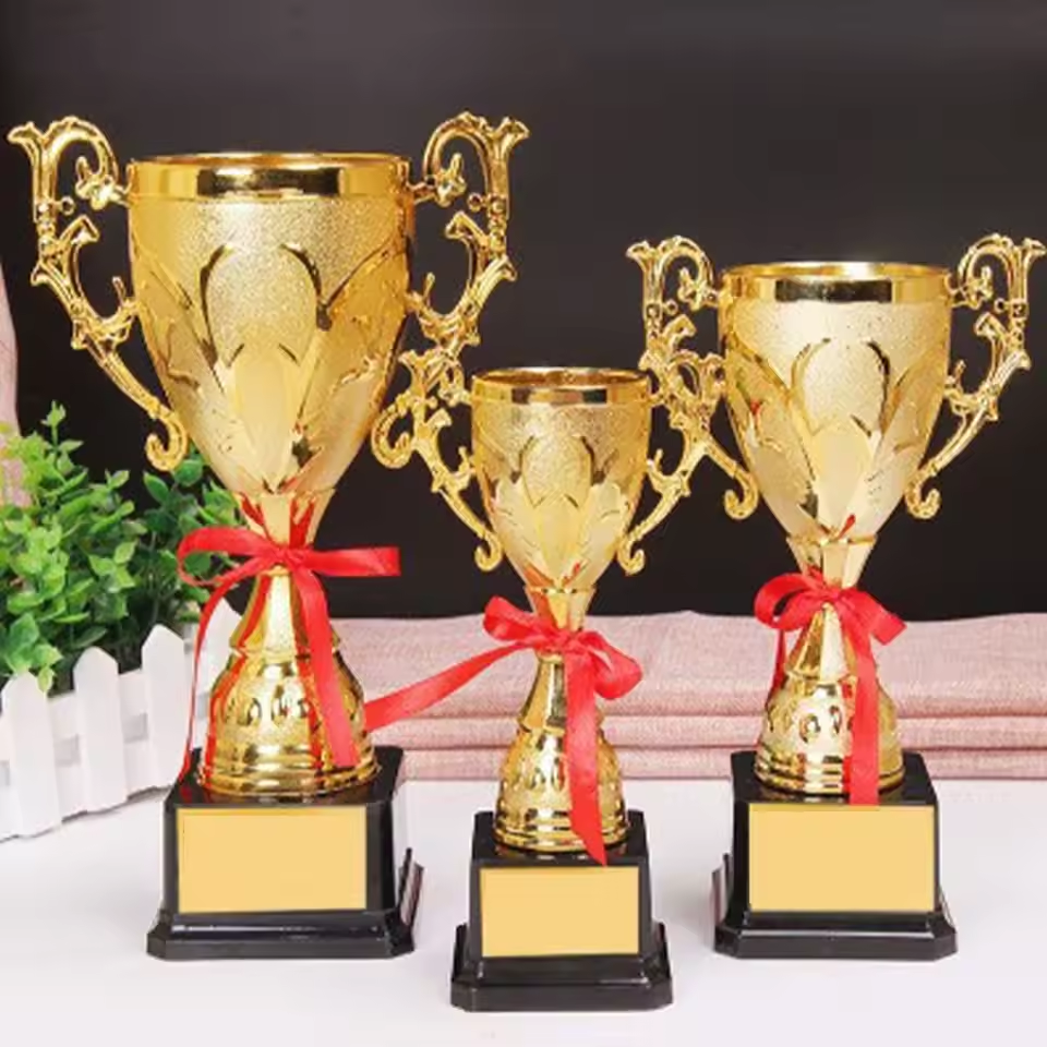 Badminton Cup - Gold Plastic Reward Trophy Cup School